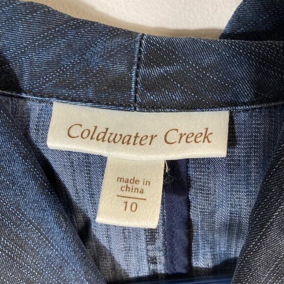 Womens Coldwater Creek Button Up Light Chambray Jean Jacket Blue 10 Tencel - Picture 7 of 9